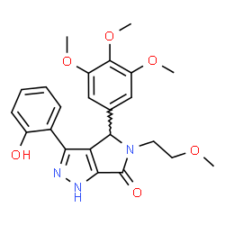 ChemSpider 2D Image | 3-(2-Hydroxyphenyl)-5-(2-methoxyethyl)-4-(3,4,5-trimethoxyphenyl)-4,5-dihydropyrrolo[3,4-c]pyrazol-6(1H)-one | C23H25N3O6