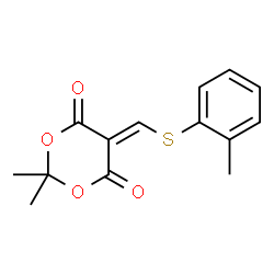 ChemSpider 2D Image | 2,2-Dimethyl-5-{[(2-methylphenyl)sulfanyl]methylene}-1,3-dioxane-4,6-dione | C14H14O4S