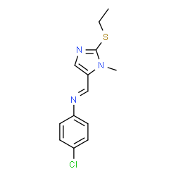ChemSpider 2D Image | (E)-N-(4-Chlorophenyl)-1-[2-(ethylsulfanyl)-1-methyl-1H-imidazol-5-yl]methanimine | C13H14ClN3S