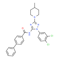 ChemSpider 2D Image | N-[1-(3,4-Dichlorophenyl)-3-(4-methyl-1-piperidinyl)-1H-1,2,4-triazol-5-yl]-4-biphenylcarboxamide | C27H25Cl2N5O