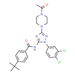 ChemSpider 2D Image | N-[3-(4-Acetyl-1-piperazinyl)-1-(3,4-dichlorophenyl)-1H-1,2,4-triazol-5-yl]-4-(2-methyl-2-propanyl)benzamide | C25H28Cl2N6O2