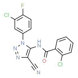 ChemSpider 2D Image | 2-Chloro-N-[1-(3-chloro-4-fluorophenyl)-4-cyano-1H-1,2,3-triazol-5-yl]benzamide | C16H8Cl2FN5O