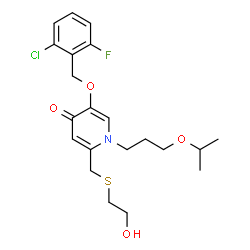 ChemSpider 2D Image | 5-[(2-Chloro-6-fluorobenzyl)oxy]-2-{[(2-hydroxyethyl)sulfanyl]methyl}-1-(3-isopropoxypropyl)-4(1H)-pyridinone | C21H27ClFNO4S