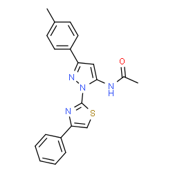 ChemSpider 2D Image | N-[3-(4-Methylphenyl)-1-(4-phenyl-1,3-thiazol-2-yl)-1H-pyrazol-5-yl]acetamide | C21H18N4OS