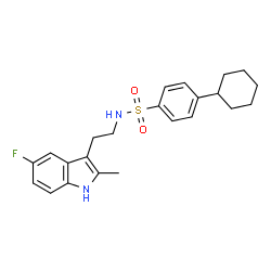 ChemSpider 2D Image | 4-Cyclohexyl-N-[2-(5-fluoro-2-methyl-1H-indol-3-yl)ethyl]benzenesulfonamide | C23H27FN2O2S