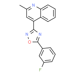 ChemSpider 2D Image | 4-[5-(3-Fluorophenyl)-1,2,4-oxadiazol-3-yl]-2-methylquinoline | C18H12FN3O