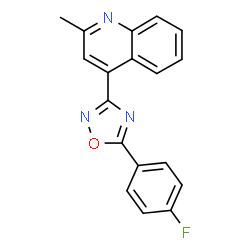 ChemSpider 2D Image | 4-[5-(4-Fluorophenyl)-1,2,4-oxadiazol-3-yl]-2-methylquinoline | C18H12FN3O