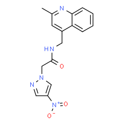 ChemSpider 2D Image | N-[(2-Methyl-4-quinolinyl)methyl]-4-nitro-1H-pyrazole-1-acetamide | C16H15N5O3