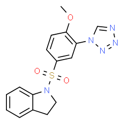 ChemSpider 2D Image | 1-{[4-Methoxy-3-(1H-tetrazol-1-yl)phenyl]sulfonyl}indoline | C16H15N5O3S