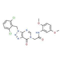 ChemSpider 2D Image | 2-[3-(2,6-Dichlorobenzyl)-7-oxo-3,7-dihydro-6H-[1,2,3]triazolo[4,5-d]pyrimidin-6-yl]-N-(2,5-dimethoxyphenyl)acetamide | C21H18Cl2N6O4