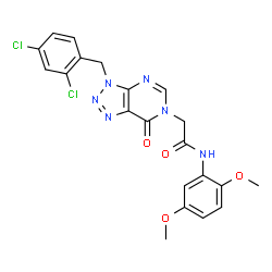 ChemSpider 2D Image | 2-[3-(2,4-Dichlorobenzyl)-7-oxo-3,7-dihydro-6H-[1,2,3]triazolo[4,5-d]pyrimidin-6-yl]-N-(2,5-dimethoxyphenyl)acetamide | C21H18Cl2N6O4