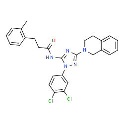 ChemSpider 2D Image | N-[1-(3,4-Dichlorophenyl)-3-(3,4-dihydro-2(1H)-isoquinolinyl)-1H-1,2,4-triazol-5-yl]-3-(2-methylphenyl)propanamide | C27H25Cl2N5O