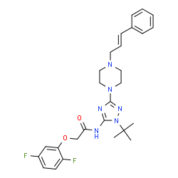 ChemSpider 2D Image | 2-(2,5-Difluorophenoxy)-N-[1-(2-methyl-2-propanyl)-3-{4-[(2E)-3-phenyl-2-propen-1-yl]-1-piperazinyl}-1H-1,2,4-triazol-5-yl]acetamide | C27H32F2N6O2