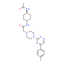 ChemSpider 2D Image | N-(trans-4-Acetamidocyclohexyl)-2-{4-[5-(4-methylphenyl)-1,2,4-triazin-3-yl]-1-piperazinyl}acetamide | C24H33N7O2
