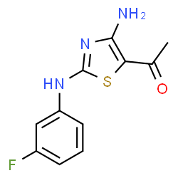 ChemSpider 2D Image | 1-{4-Amino-2-[(3-fluorophenyl)amino]-1,3-thiazol-5-yl}ethanone | C11H10FN3OS