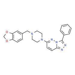 ChemSpider 2D Image | 6-[4-(1,3-Benzodioxol-5-ylmethyl)-1-piperazinyl]-3-phenyl[1,2,4]triazolo[4,3-b]pyridazine | C23H22N6O2