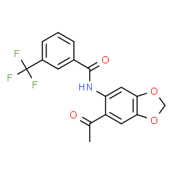 ChemSpider 2D Image | N-(6-Acetyl-1,3-benzodioxol-5-yl)-3-(trifluoromethyl)benzamide | C17H12F3NO4