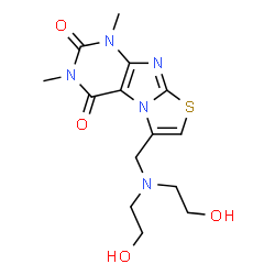 ChemSpider 2D Image | 6-{[Bis(2-hydroxyethyl)amino]methyl}-1,3-dimethyl[1,3]thiazolo[2,3-f]purine-2,4(1H,3H)-dione | C14H19N5O4S