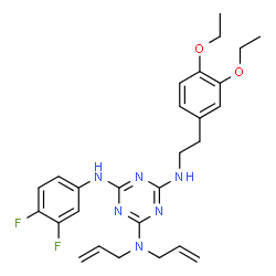 ChemSpider 2D Image | N~2~,N~2~-Diallyl-N~4~-[2-(3,4-diethoxyphenyl)ethyl]-N~6~-(3,4-difluorophenyl)-1,3,5-triazine-2,4,6-triamine | C27H32F2N6O2