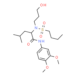 ChemSpider 2D Image | N~2~-(Butylsulfonyl)-N-(3,4-dimethoxyphenyl)-N~2~-(3-hydroxypropyl)leucinamide | C21H36N2O6S