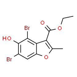 ChemSpider 2D Image | Ethyl 4,6-dibromo-5-hydroxy-2-methylbenzofuran-3-carboxylate | C12H10Br2O4