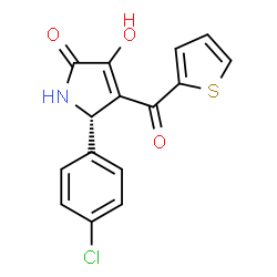 ChemSpider 2D Image | (5S)-5-(4-Chlorophenyl)-3-hydroxy-4-(2-thienylcarbonyl)-1,5-dihydro-2H-pyrrol-2-one | C15H10ClNO3S