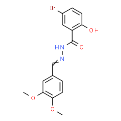 ChemSpider 2D Image | 5-Bromo-N'-(3,4-dimethoxybenzylidene)-2-hydroxybenzohydrazide | C16H15BrN2O4