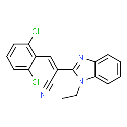 ChemSpider 2D Image | (2E)-3-(2,6-Dichlorophenyl)-2-(1-ethyl-1H-benzimidazol-2-yl)acrylonitrile | C18H13Cl2N3