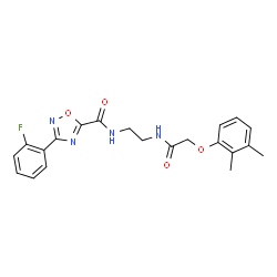 ChemSpider 2D Image | N-(2-{[(2,3-Dimethylphenoxy)acetyl]amino}ethyl)-3-(2-fluorophenyl)-1,2,4-oxadiazole-5-carboxamide | C21H21FN4O4