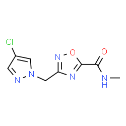 ChemSpider 2D Image | 3-[(4-Chloro-1H-pyrazol-1-yl)methyl]-N-methyl-1,2,4-oxadiazole-5-carboxamide | C8H8ClN5O2