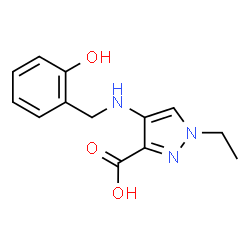 ChemSpider 2D Image | 1-Ethyl-4-[(2-hydroxybenzyl)amino]-1H-pyrazole-3-carboxylic acid | C13H15N3O3