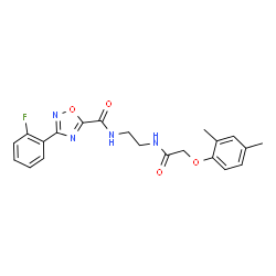 ChemSpider 2D Image | N-(2-{[(2,4-Dimethylphenoxy)acetyl]amino}ethyl)-3-(2-fluorophenyl)-1,2,4-oxadiazole-5-carboxamide | C21H21FN4O4
