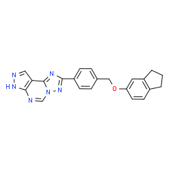 ChemSpider 2D Image | 2-{4-[(2,3-Dihydro-1H-inden-5-yloxy)methyl]phenyl}-7H-pyrazolo[4,3-e][1,2,4]triazolo[1,5-c]pyrimidine | C22H18N6O