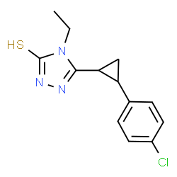 ChemSpider 2D Image | 5-[2-(4-chlorophenyl)cyclopropyl]-4-ethyl-4H-1,2,4-triazole-3-thiol | C13H14ClN3S