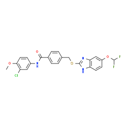 ChemSpider 2D Image | N-(3-Chloro-4-methoxyphenyl)-4-({[5-(difluoromethoxy)-1H-benzimidazol-2-yl]sulfanyl}methyl)benzamide | C23H18ClF2N3O3S