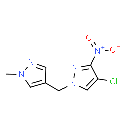 ChemSpider 2D Image | 4-Chloro-1-[(1-methyl-1H-pyrazol-4-yl)methyl]-3-nitro-1H-pyrazole | C8H8ClN5O2