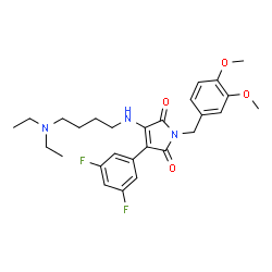 ChemSpider 2D Image | 3-{[4-(Diethylamino)butyl]amino}-4-(3,5-difluorophenyl)-1-(3,4-dimethoxybenzyl)-1H-pyrrole-2,5-dione | C27H33F2N3O4