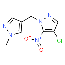 ChemSpider 2D Image | 4-Chloro-1-[(1-methyl-1H-pyrazol-4-yl)methyl]-5-nitro-1H-pyrazole | C8H8ClN5O2