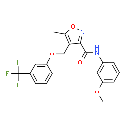 ChemSpider 2D Image | N-(3-Methoxyphenyl)-5-methyl-4-{[3-(trifluoromethyl)phenoxy]methyl}-1,2-oxazole-3-carboxamide | C20H17F3N2O4