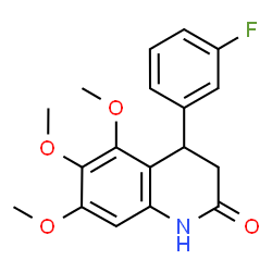 ChemSpider 2D Image | 4-(3-Fluorophenyl)-5,6,7-trimethoxy-3,4-dihydro-2(1H)-quinolinone | C18H18FNO4