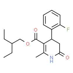 ChemSpider 2D Image | 2-Ethylbutyl 4-(2-fluorophenyl)-2-methyl-6-oxo-1,4,5,6-tetrahydro-3-pyridinecarboxylate | C19H24FNO3