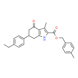 ChemSpider 2D Image | 4-Methylbenzyl 6-(4-ethylphenyl)-3-methyl-4-oxo-4,5,6,7-tetrahydro-1H-indole-2-carboxylate | C26H27NO3