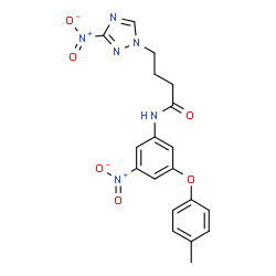 ChemSpider 2D Image | N-[3-(4-Methylphenoxy)-5-nitrophenyl]-4-(3-nitro-1H-1,2,4-triazol-1-yl)butanamide | C19H18N6O6