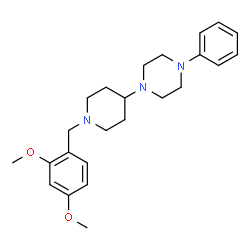 ChemSpider 2D Image | 1-[1-(2,4-Dimethoxybenzyl)-4-piperidinyl]-4-phenylpiperazine | C24H33N3O2