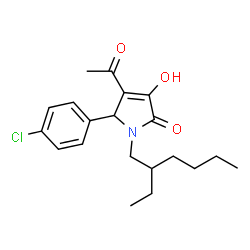 ChemSpider 2D Image | 4-Acetyl-5-(4-chlorophenyl)-1-(2-ethylhexyl)-3-hydroxy-1,5-dihydro-2H-pyrrol-2-one | C20H26ClNO3