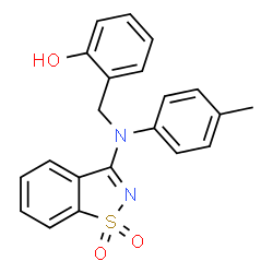 ChemSpider 2D Image | 2-{[(1,1-Dioxido-1,2-benzothiazol-3-yl)(4-methylphenyl)amino]methyl}phenol | C21H18N2O3S