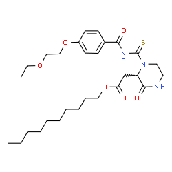 ChemSpider 2D Image | Decyl (1-{[4-(2-ethoxyethoxy)benzoyl]carbamothioyl}-3-oxo-2-piperazinyl)acetate | C28H43N3O6S