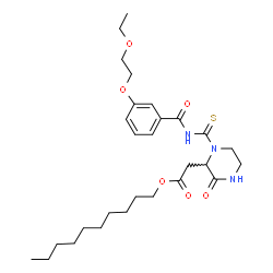 ChemSpider 2D Image | Decyl (1-{[3-(2-ethoxyethoxy)benzoyl]carbamothioyl}-3-oxo-2-piperazinyl)acetate | C28H43N3O6S