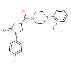 ChemSpider 2D Image | 4-{[4-(2-Fluorophenyl)-1-piperazinyl]carbonyl}-1-(4-methylphenyl)-2-pyrrolidinone | C22H24FN3O2