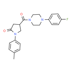 ChemSpider 2D Image | 4-{[4-(4-Fluorophenyl)-1-piperazinyl]carbonyl}-1-(4-methylphenyl)-2-pyrrolidinone | C22H24FN3O2